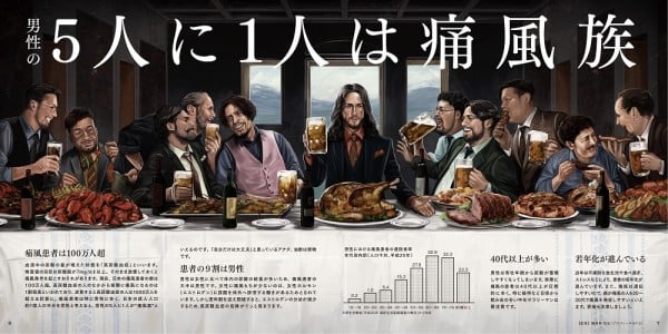 2017年1月発行の「痛風」号より。『最後の晩餐』をモチーフにしています。